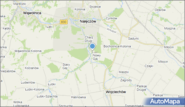 mapa Nowy Gaj, Nowy Gaj gmina Wojciechów na mapie Targeo